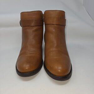 Umberto Raffini April Tan Leather and Suede Zip Booties, Size 36EU/6US